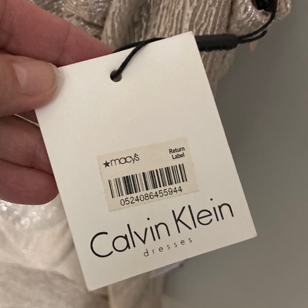 Calvin Klein Shimmering Metallic Gold Sleeveless Sheath Dress, Plus Size 16, 16W - Picture 9 of 14